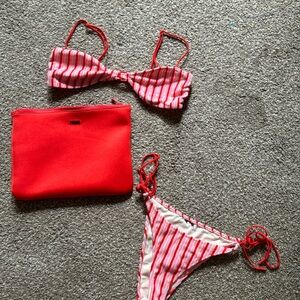 VINCA RED & PINK STRIPED TRIANGL SWIM